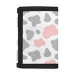 Pink Grey And White Cow Print Trifold Wallet
