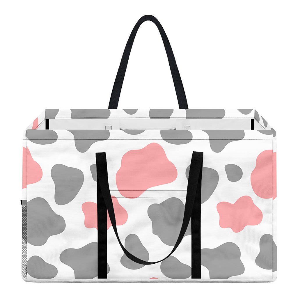 Pink Grey And White Cow Print Utility Tote Bag