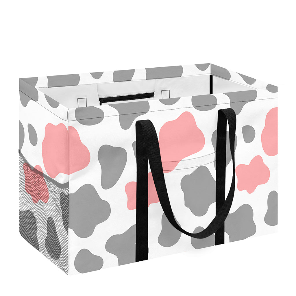Pink Grey And White Cow Print Utility Tote Bag