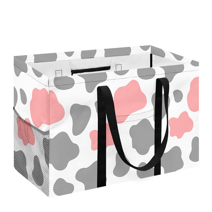 Pink Grey And White Cow Print Utility Tote Bag