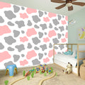 Pink Grey And White Cow Print Wall Sticker