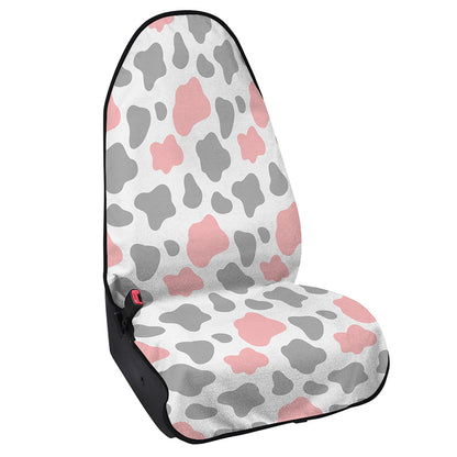 Pink Grey And White Cow Print Waterproof Car Seat Cover