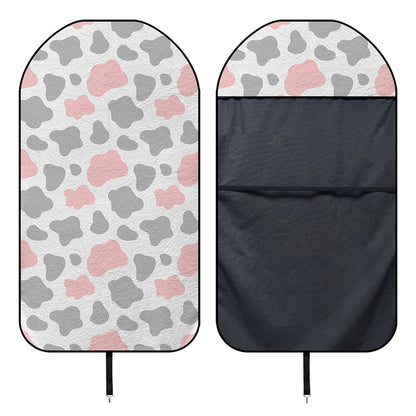 Pink Grey And White Cow Print Waterproof Car Seat Cover
