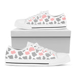 Pink Grey And White Cow Print White Low Top Sneakers