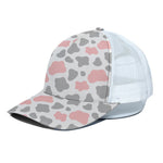 Pink Grey And White Cow Print White Mesh Trucker Cap