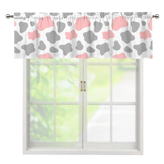 Pink Grey And White Cow Print Window Valance