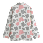 Pink Grey And White Cow Print Women's Blazer