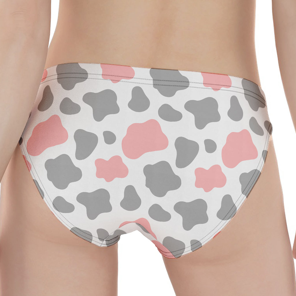 Pink Grey And White Cow Print Women's Panties