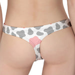 Pink Grey And White Cow Print Women's Thong
