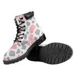 Pink Grey And White Cow Print Work Boots