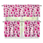 Pink Hand Breast Cancer Pattern Print 3 Piece Kitchen Curtains