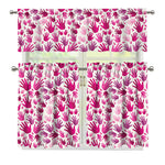 Pink Hand Breast Cancer Pattern Print 3 Piece Kitchen Curtains