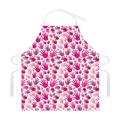 Pink Hand Breast Cancer Pattern Print Adjustable Apron