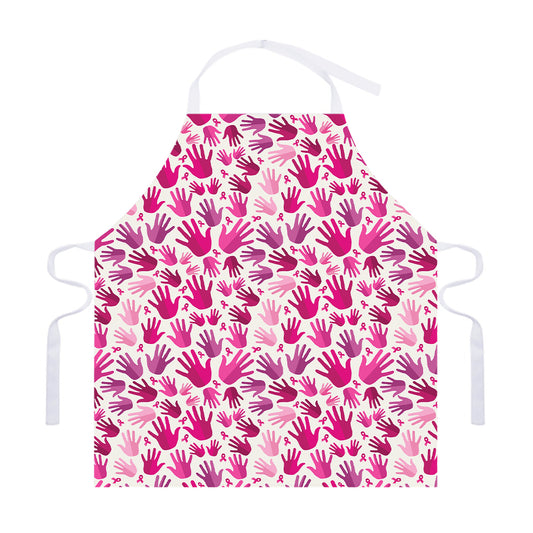 Pink Hand Breast Cancer Pattern Print Adjustable Apron