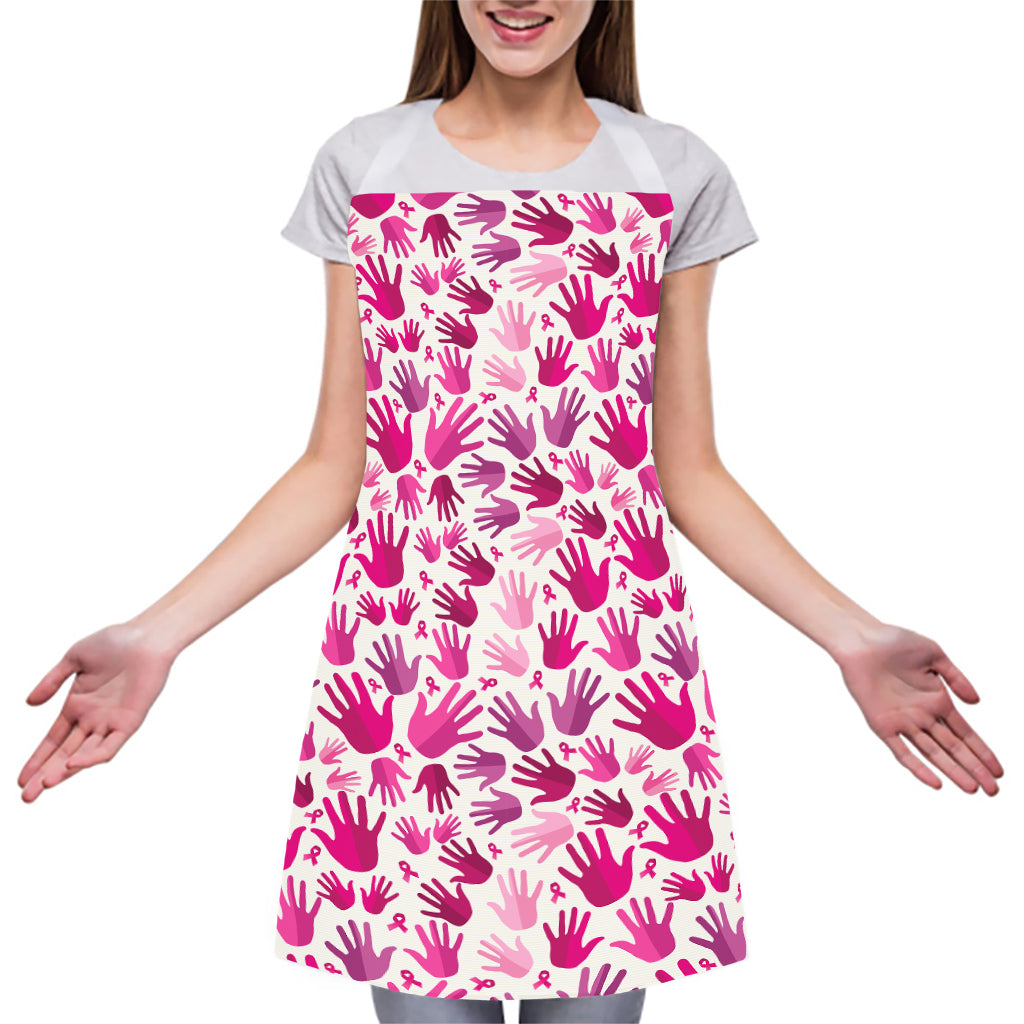 Pink Hand Breast Cancer Pattern Print Adjustable Apron