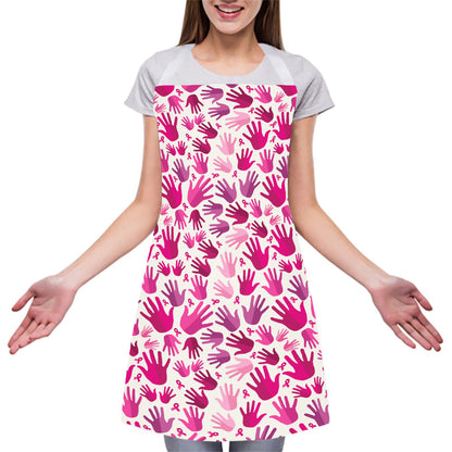 Pink Hand Breast Cancer Pattern Print Adjustable Apron