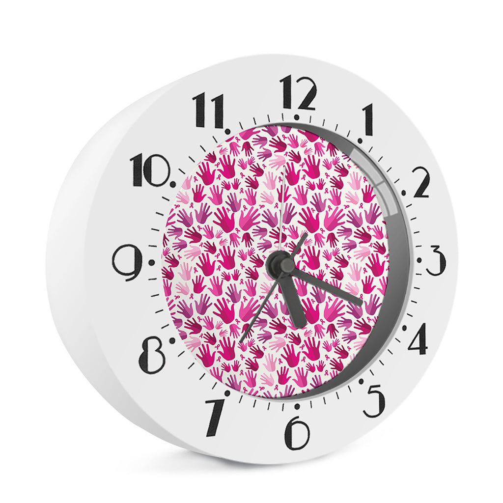 Pink Hand Breast Cancer Pattern Print Alarm Clock