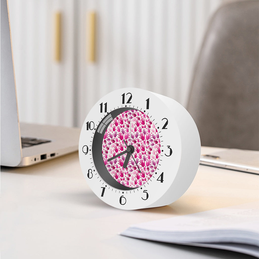 Pink Hand Breast Cancer Pattern Print Alarm Clock