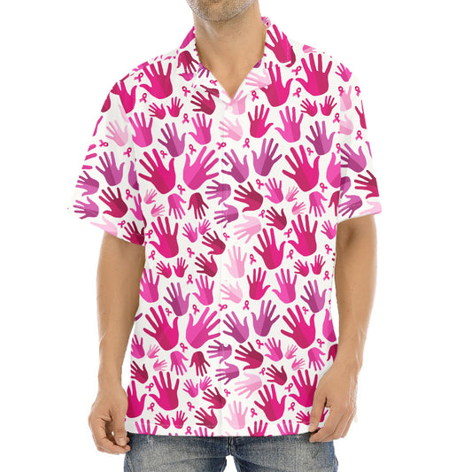 Pink Hand Breast Cancer Pattern Print Aloha Shirt