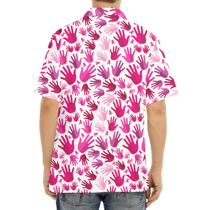 Pink Hand Breast Cancer Pattern Print Aloha Shirt