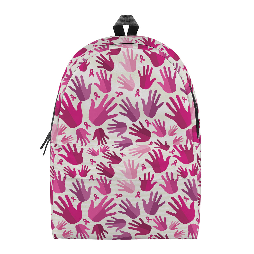 Pink Hand Breast Cancer Pattern Print Backpack