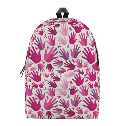 Pink Hand Breast Cancer Pattern Print Backpack