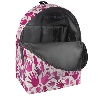 Pink Hand Breast Cancer Pattern Print Backpack