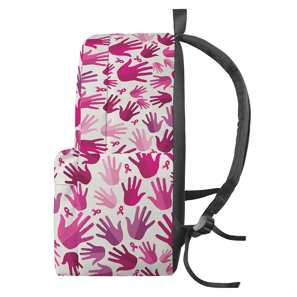 Pink Hand Breast Cancer Pattern Print Backpack