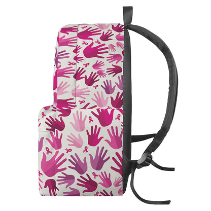 Pink Hand Breast Cancer Pattern Print Backpack