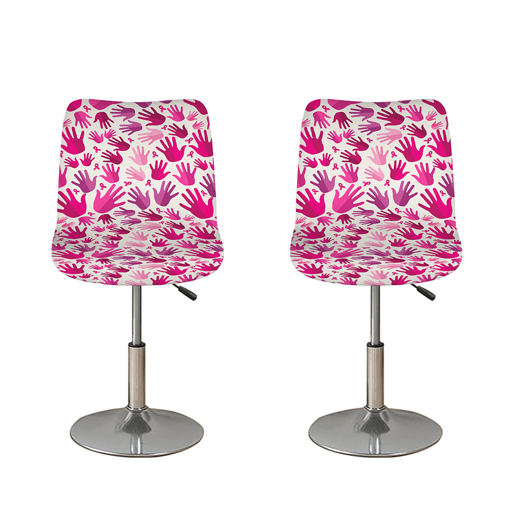 Pink Hand Breast Cancer Pattern Print Bar Stool Covers