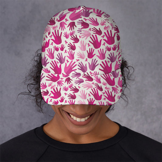 Pink Hand Breast Cancer Pattern Print Baseball Cap