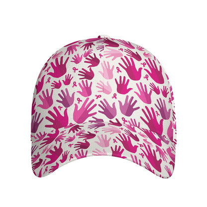 Pink Hand Breast Cancer Pattern Print Baseball Cap