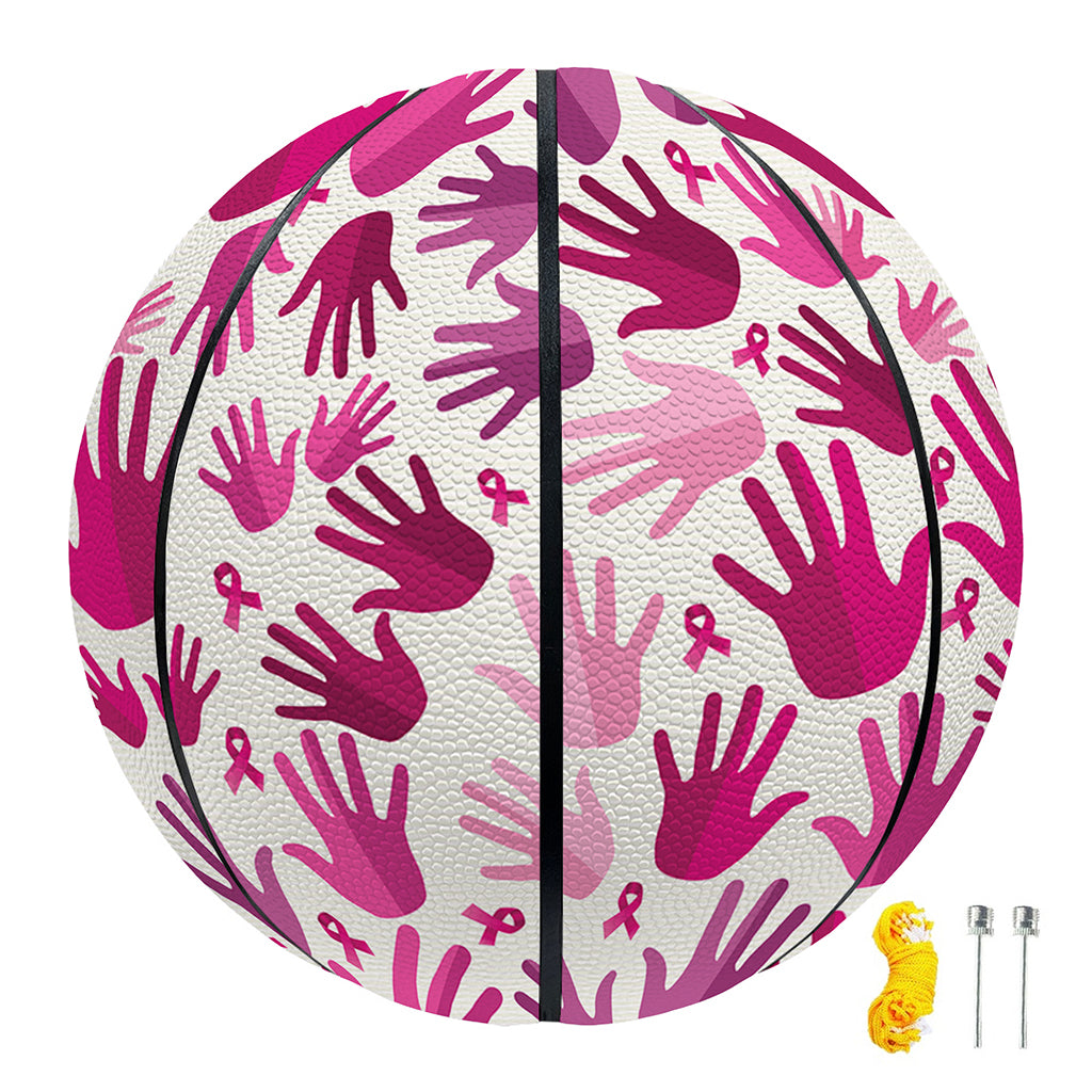Pink Hand Breast Cancer Pattern Print Basketball