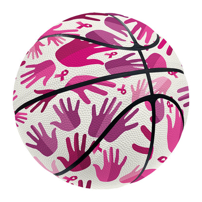 Pink Hand Breast Cancer Pattern Print Basketball