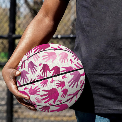 Pink Hand Breast Cancer Pattern Print Basketball