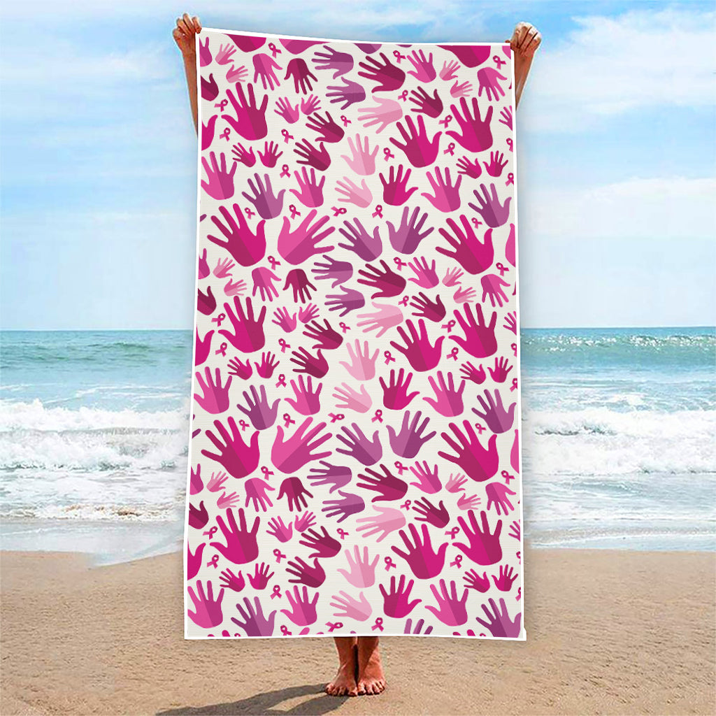 Pink Hand Breast Cancer Pattern Print Beach Towel