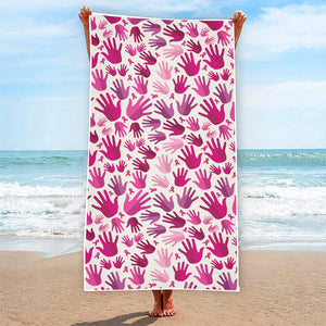 Pink Hand Breast Cancer Pattern Print Beach Towel