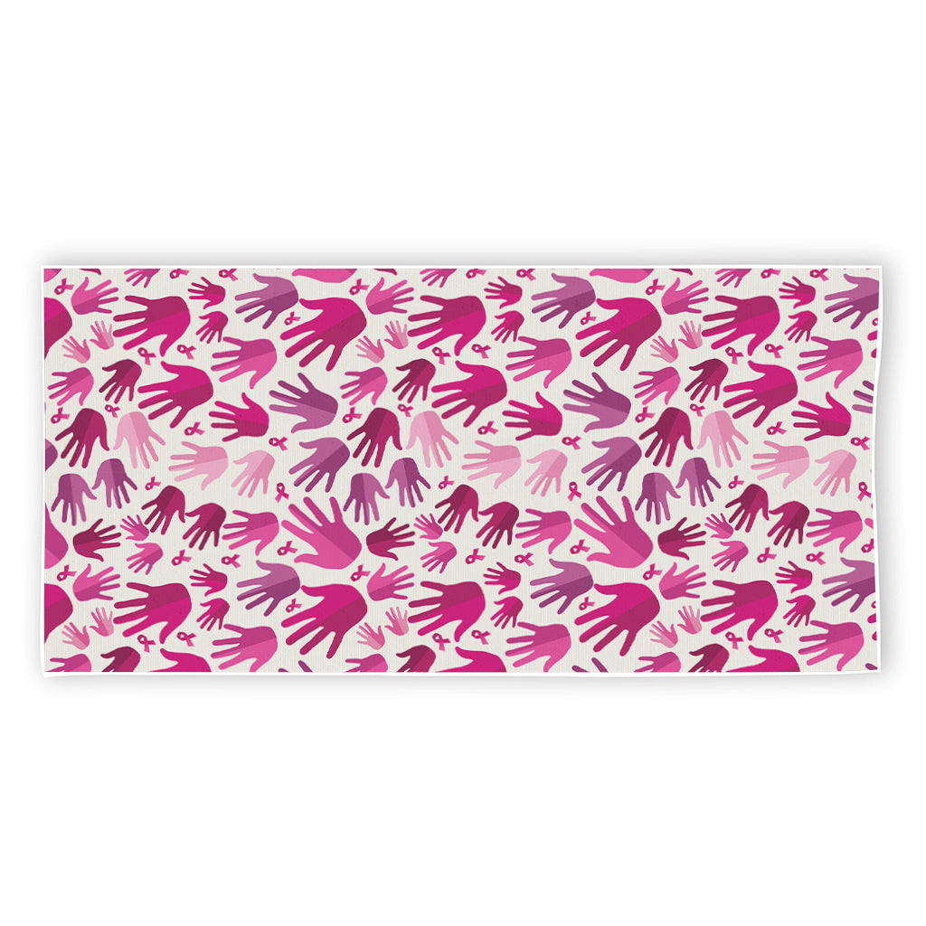 Pink Hand Breast Cancer Pattern Print Beach Towel