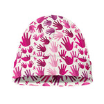 Pink Hand Breast Cancer Pattern Print Beanie