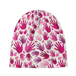 Pink Hand Breast Cancer Pattern Print Beanie