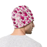 Pink Hand Breast Cancer Pattern Print Beanie