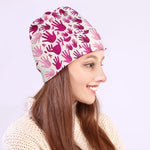 Pink Hand Breast Cancer Pattern Print Beanie