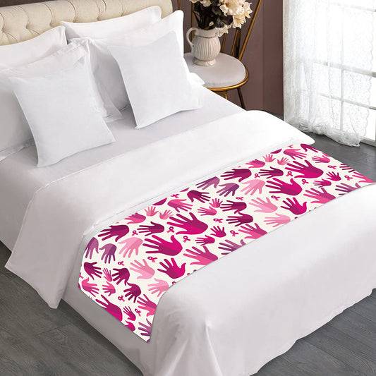 Pink Hand Breast Cancer Pattern Print Bed Runner