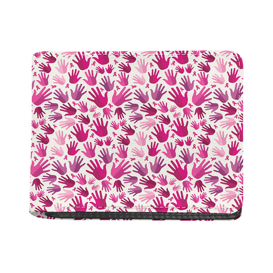 Pink Hand Breast Cancer Pattern Print Bifold Wallet