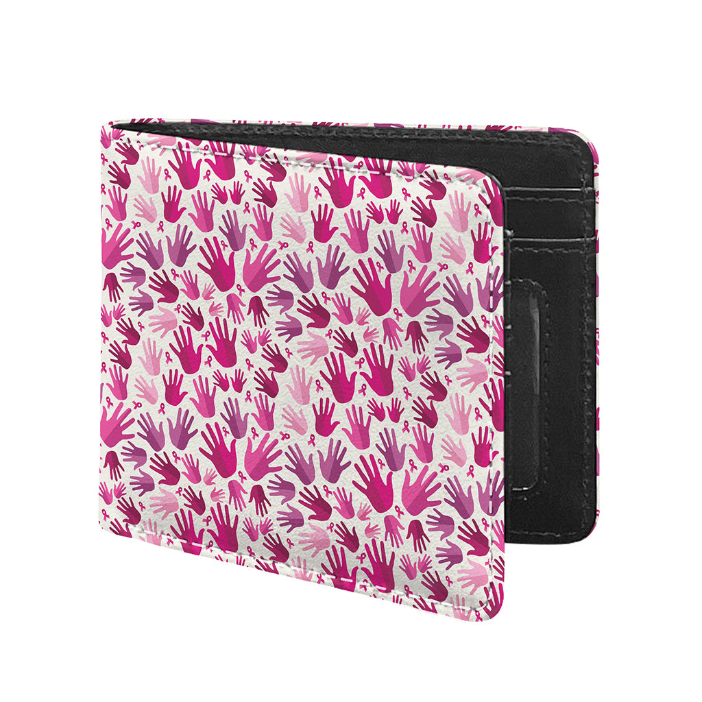 Pink Hand Breast Cancer Pattern Print Bifold Wallet