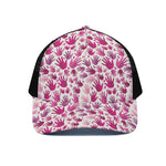 Pink Hand Breast Cancer Pattern Print Black Mesh Trucker Cap