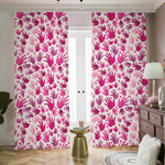 Pink Hand Breast Cancer Pattern Print Blackout Pencil Pleat Curtains