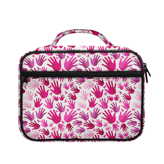 Pink Hand Breast Cancer Pattern Print Briefcase Bible Bag