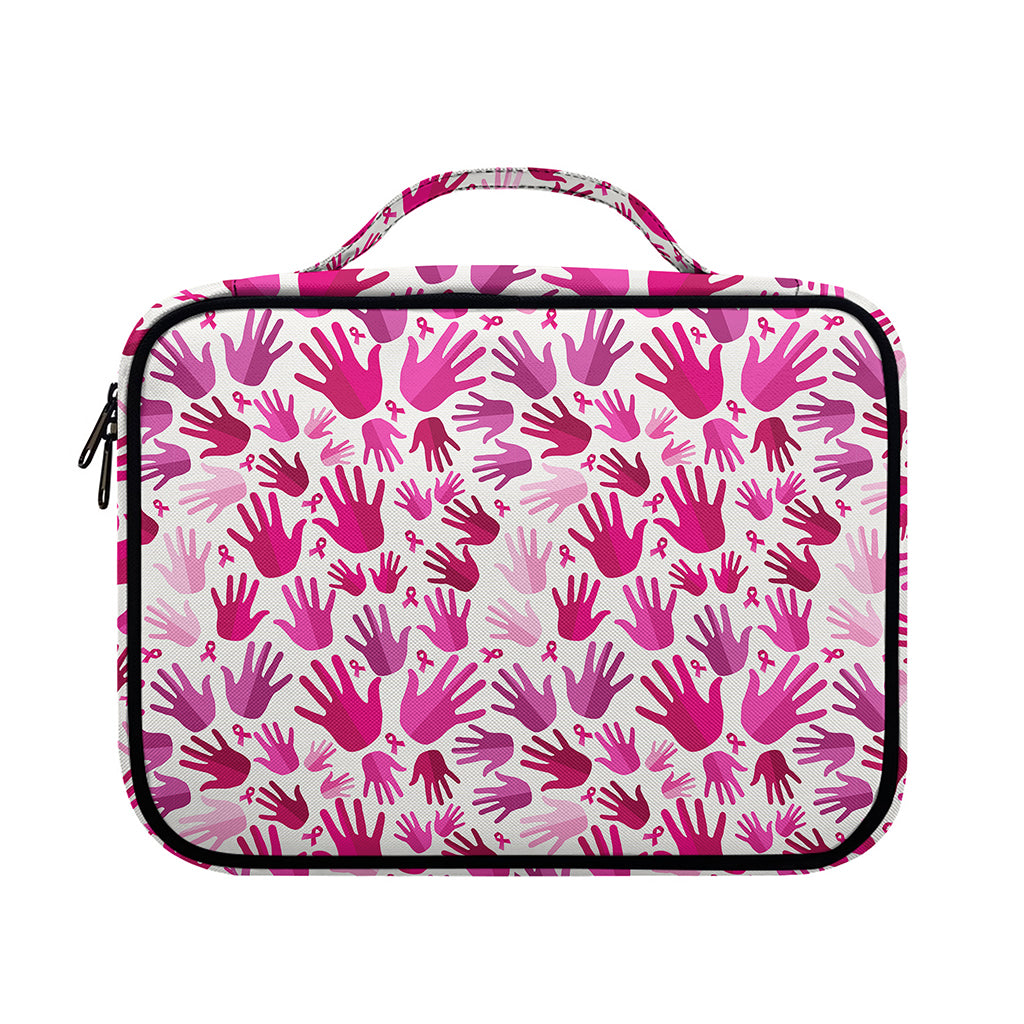 Pink Hand Breast Cancer Pattern Print Briefcase Bible Bag