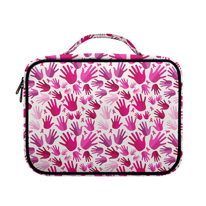 Pink Hand Breast Cancer Pattern Print Briefcase Bible Bag